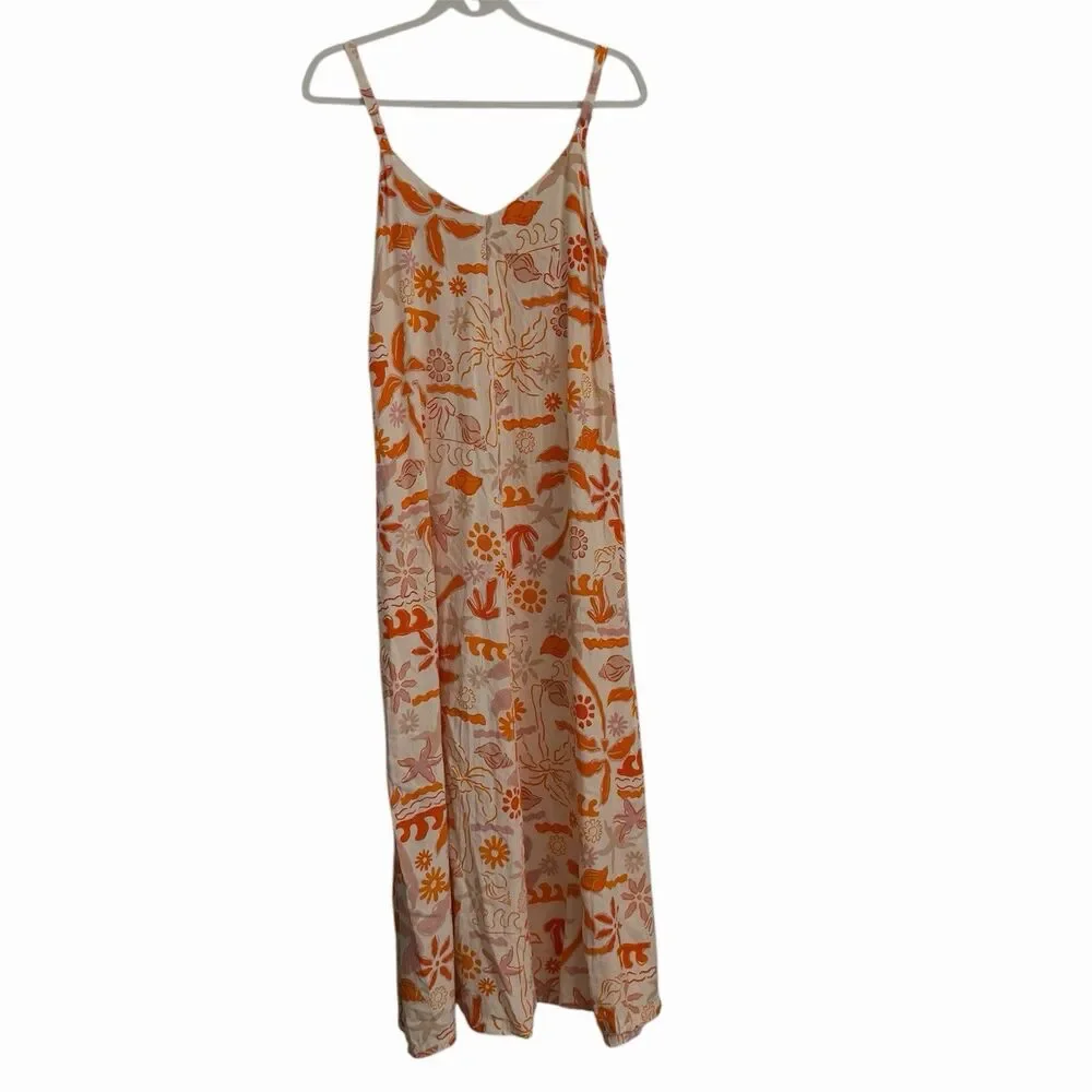 Label Of Love Dress Medium Orange Sweetheart Neck Strap Midi Sundress Resortwear - Picture 4 of 8